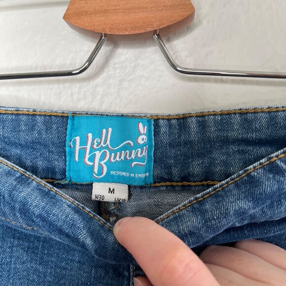 Hell Bunny Womens High Waisted Retro Pinup Denim Shorts Size Medium - Picture 3 of 11